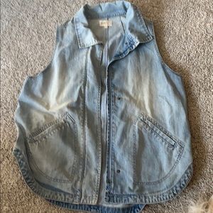 Longer length denim vest
